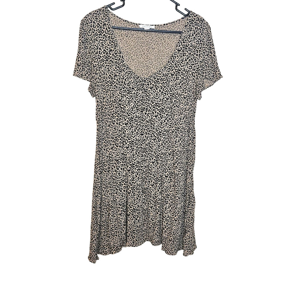 American Eagle Size Medium M Cheetah Print Comfy Dress Button Brown Black